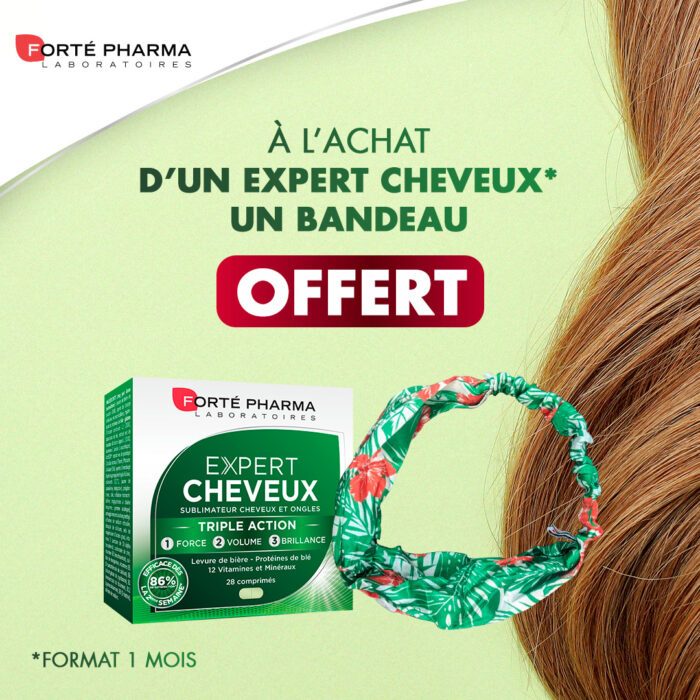 OFFRE FORTE PHARMA EXPERT CHEVEUX 28 comprimes bandeau OFFERT