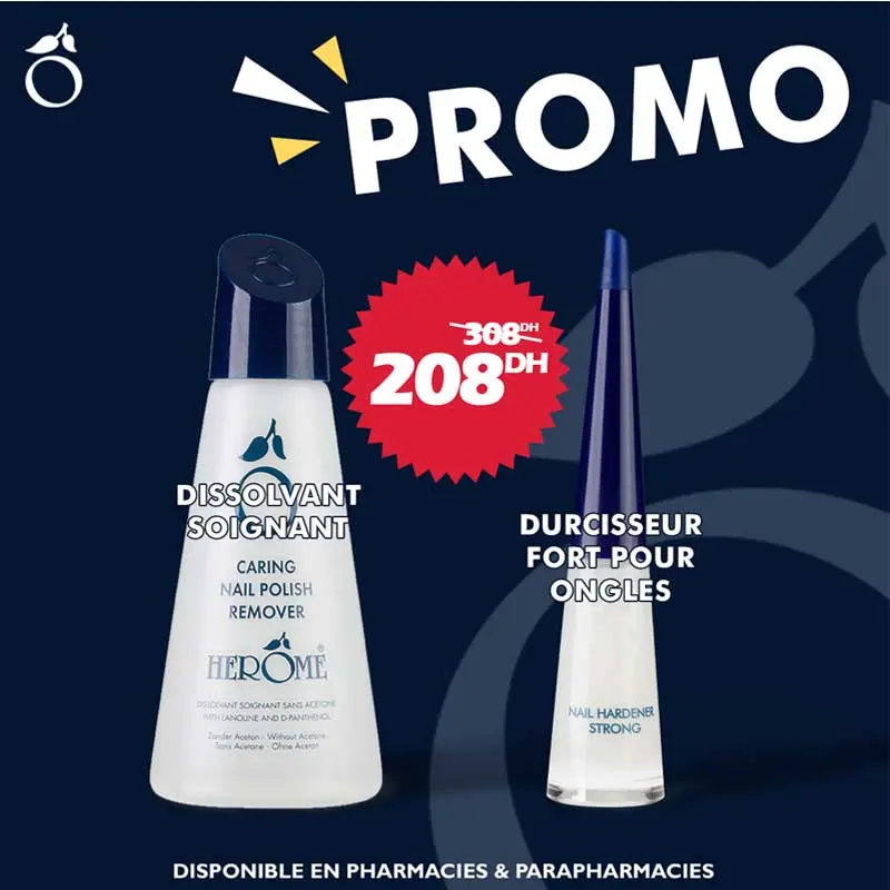 Promo-durcisseur-fort HEROME PACK DISSOLVANT SOIGNANT + DURCISSEUR FORT POUR ONGLES