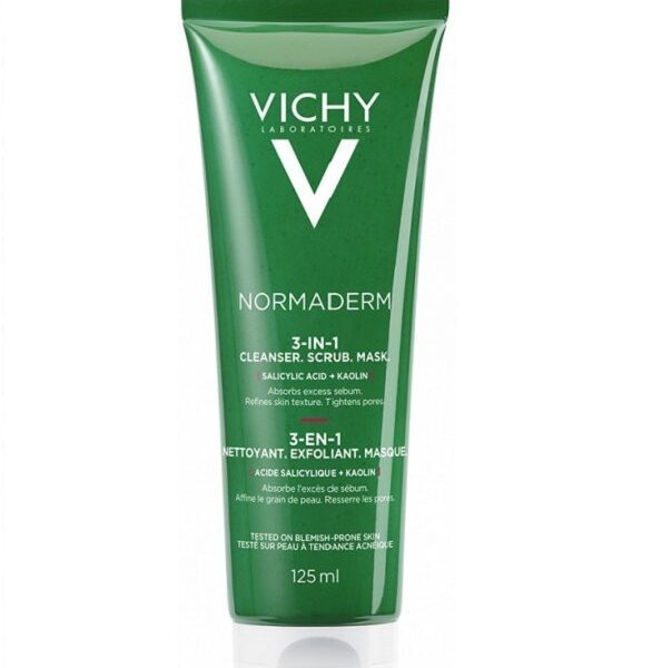 Vichy Normaderm 3en1 Exfoliant Nettoyant Masque Peau Mixte à Grasse | 125ml