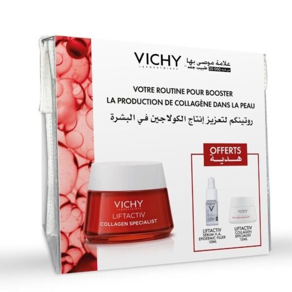 VICHY PACK LIFTACTIV COLLAGEN SPECIALIST 50 ML+Specialist nuit 15ml+serum HA 10 ML+Trousse – offerts