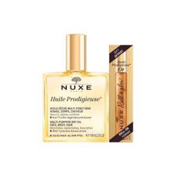Lightbox Nuxe Huile Prodigeuse 100ml+Roll on Or 8ml pack