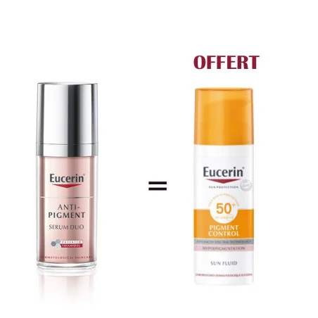 EUCERIN ANTI PIGMENT SÉRUM DUO 30ML ACHETE + ECRAN ANTI PIGMENT SPF50+ 50ML OFFERT