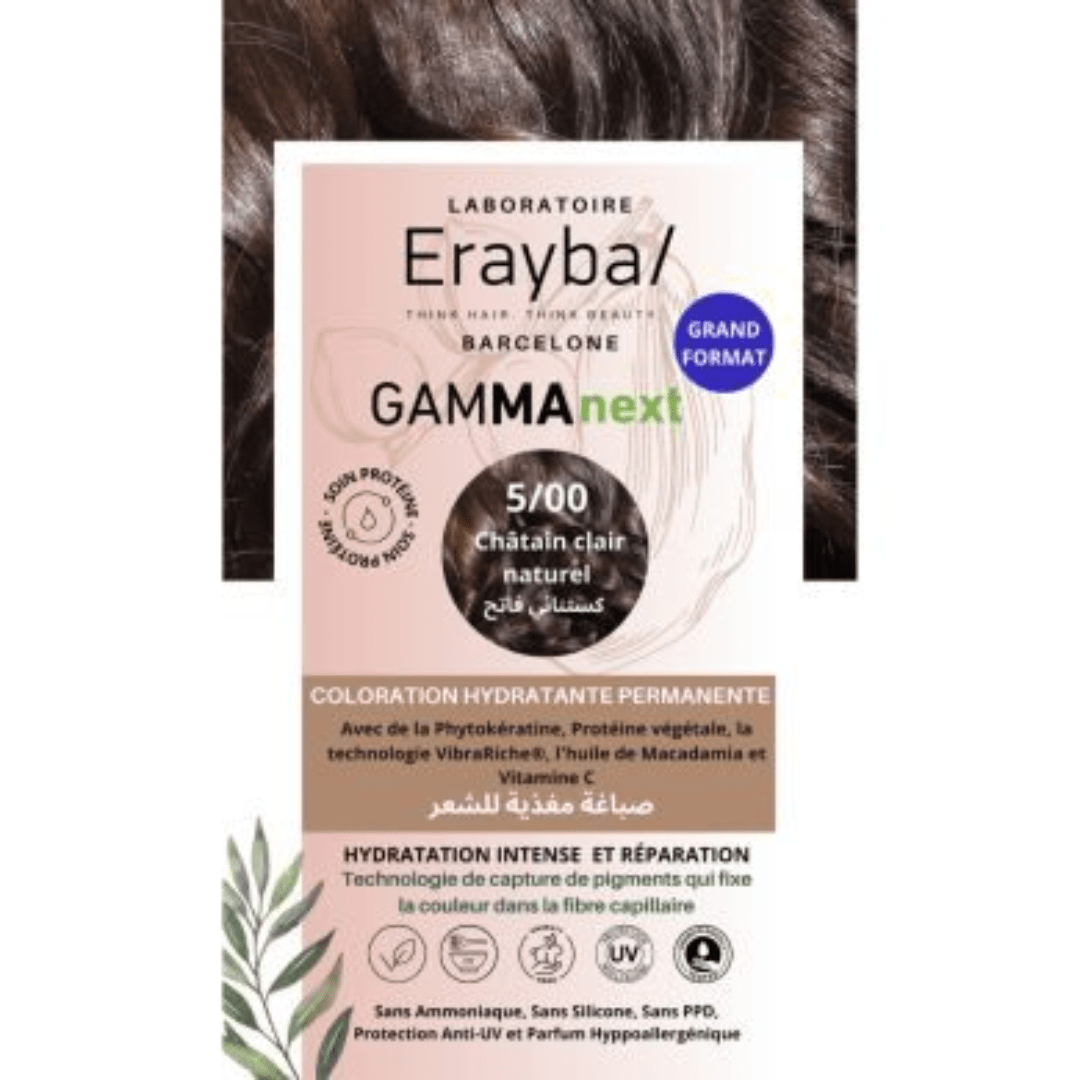 Erayba-Gamma-next-Coloration-500-chatin-clair-naturel-1.png Erayba Gamma Next Coloration 5/00 chatin clair naturel Coloration Hydratante Permanente – Image 1