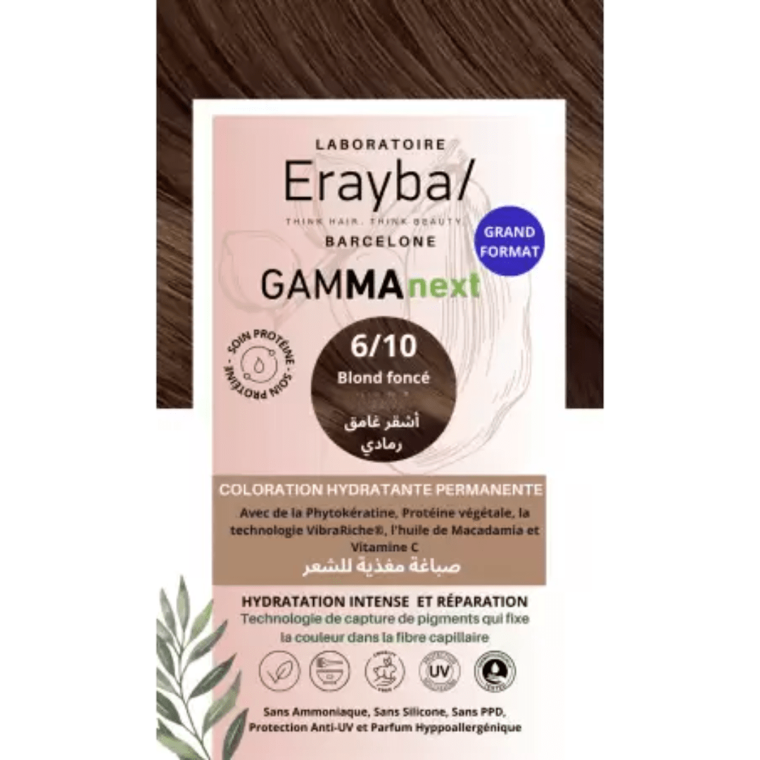 Erayba-Gamma-next-Coloration-600-Blond-fonce-naturel-1.png Erayba Gamma Next Coloration 6/00 Blond fonce naturel Coloration Hydratante Permanente – Image 1