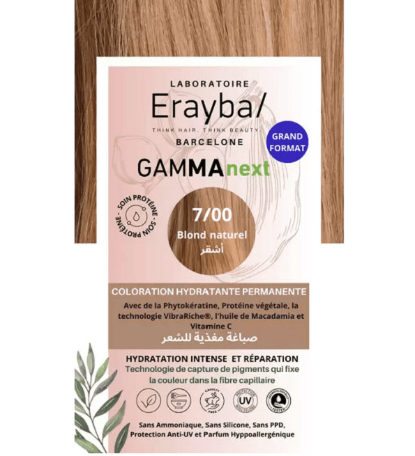 erayba-coloration-hydratante-permanente-blond-naturel-n7-beautymall-parapharmacie-maroc-1.png Erayba Gamma Next Coloration 7/00 Blond Natural Coloration Hydratante Permanente – Image 1