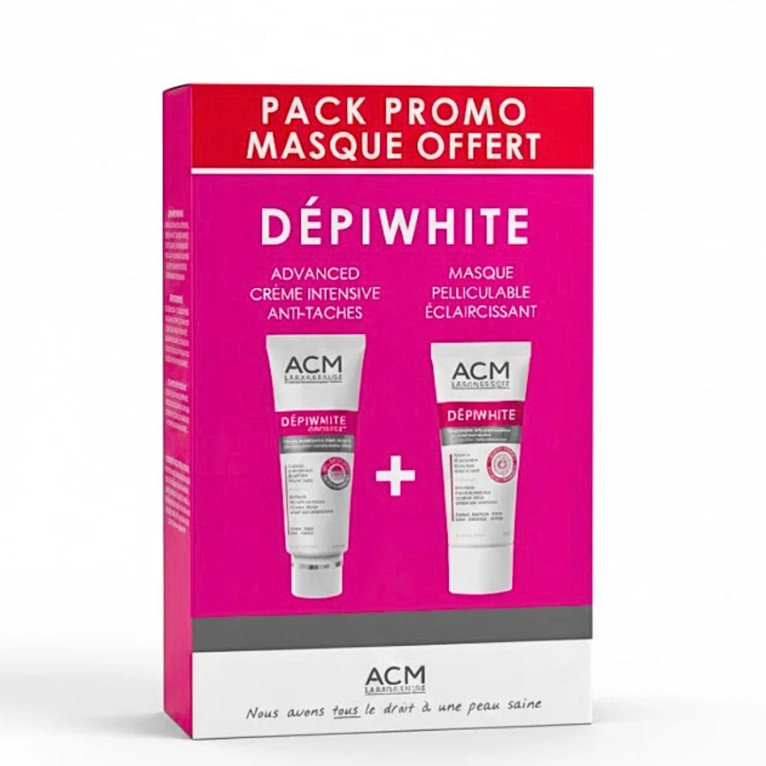 Depiwhite-Pack-promo-Advanced-cremeMasque.jpg ACM DÉPIWHITE ADVANCED CRÈME ANTI-TÂCHES 40ML = MASQUE ECLAIRCISSANT OFFERT – Image 1
