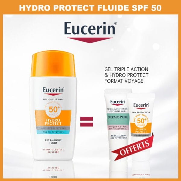 EUCERIN HYDRO PROTECT FLUIDE ULTRA LEGER SPF 50+ = GEL TRIPLE ACTION + HYDRO PROTECT OFFERTS
