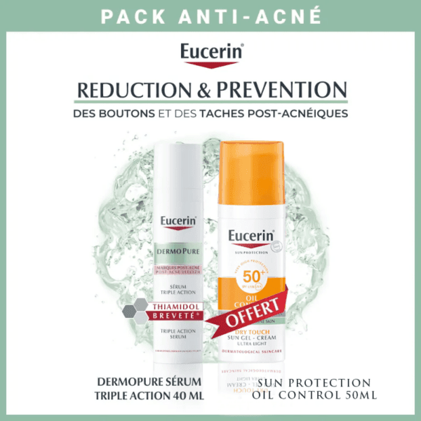 EUCERIN DERMOPURE SÉRUM TRIPLE ACTION 40ML = SUN OIL CONTROL SPF50+ 50 ML OFFERT