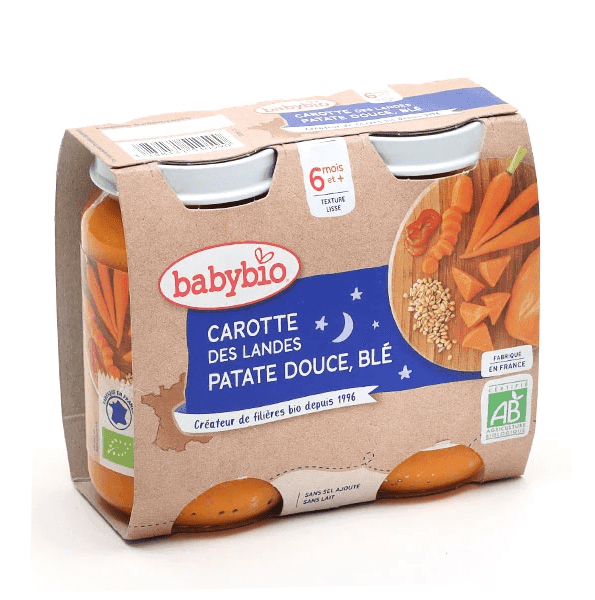 BABYBIO PETITS POTS BÉBÉ CAROTTE PATATE DOUCE BLÉ