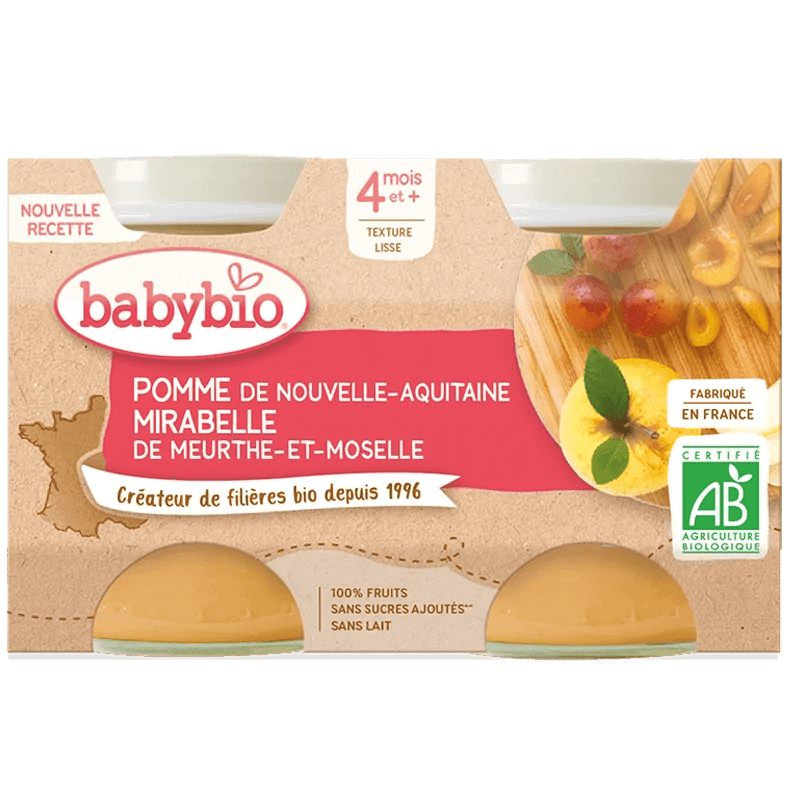 babybio-petit-pomme-mirabelle-des-4mois.png BABYBIO PETIT POT POMME MIRABELLE (DÈS 4MOIS) – Image 1