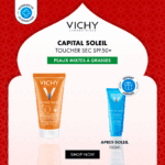 VICHY CAPITAL SOLEIL ÉMULSION TOUCHER SEC SPF50 PEAU SENS MIXTE À GRAS = APRÈS SOLEIL 100 ML OFFERT