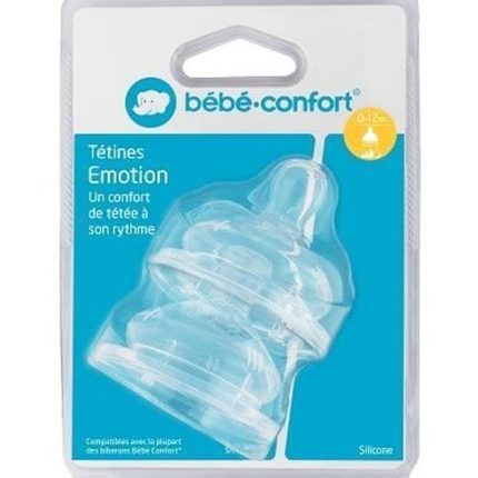 Bebe Confort – Tétines Emotion Col large T1 (x2) – 3 vitesses (0-12M +)