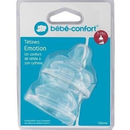 Bebe Confort – Tétines Emotion Col large T2 (x2) – 3 vitesses (6-24M +)
