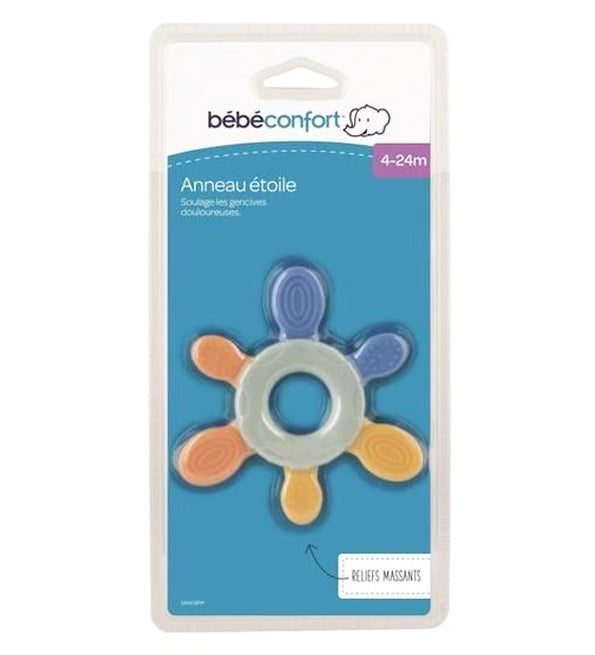 3220660285242_e8e46d65-9cd0-412b-be9f-9d1ce2ec0f8e-1.jpg Bebe Confort – Anneau de dentition bi-matière – étoile (4-24M +) – Image 1