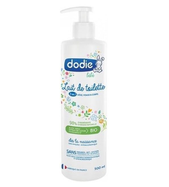 3700763535432_9b0a0226-225c-46b1-ac89-e27e2bf4a812-1.jpg Dodie – Lait de toilette 3 en 1 flacon Pompe – 500 ml – Image 1