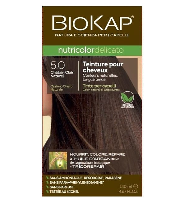 8030243019370_47352caa-bd47-4a57-b32f-ba5de5632018-1.jpg BIOKAP NUTRICOLOR DELICATO 5.0 CHATAIN CLAIR NATUREL – Image 1