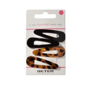 BETER Hairstyle clic clac 5,5cm 2pcs noir et 2pcs écaille (total 4pcs) 19232