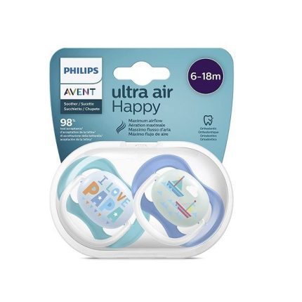 AVENT 2 SUCETTES ULTRA AIR HAPPY 6-18M  SCF080/03