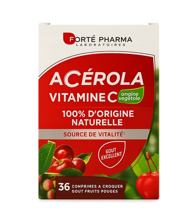 ACEROLARR_1_8b075c65-4f76-4cc1-a914-da83316173e9-1.jpg FORTE PHARMA ACEROLA VITAMINE C 36 COMPRIMES A CROQUER – Image 1