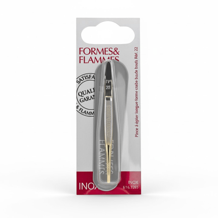 Formes&amp;Flammes Pince A Epiler Acier Forge Bouts Dores Forme Crabe 9cm Refrence 21