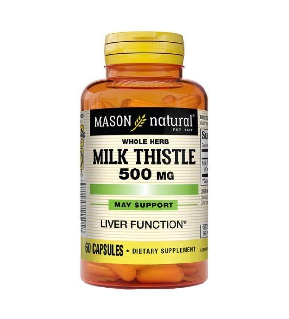 Mason-Natural-Milk-Thistle-60-capsules-1-1-1.jpg MASON NATURAL WHOLE HERB MILK THISTLE 500 MG 60 CAPSULES – Image 1