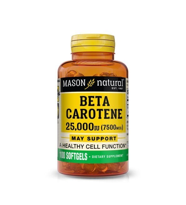 Mason-natural-Beta-Carotene-100-softgels-1228-100A-1-1.jpg MASON NATURAL BETA CAROTENE 25000 IU 7500 MCG 100 GELULES – Image 1