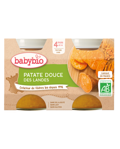 babybio-babybio-patate-douce-des-landes-2x130-g-repas BABYBIO PATATE DOUCE DES LANDES 2X130 G – Image 1