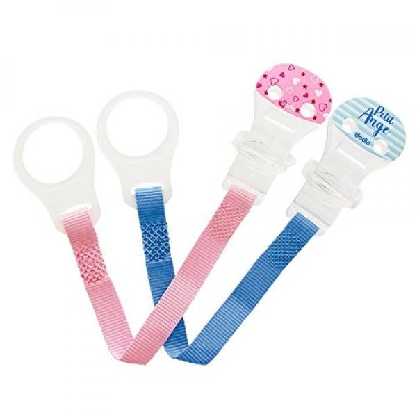 dodie-attache-sucette-ruban-rose-bleu.jpg Dodie attache sucette ruban bleu ange/ rose coeur – Image 1