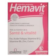 Vitabiotics Hemavit Fer Santé et Vitalité – 30 capsules