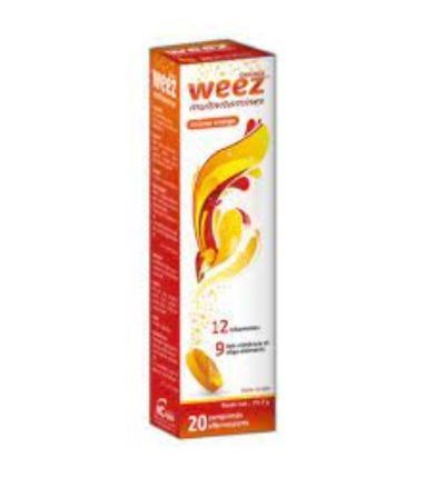 WEEZ MULTIVITAMINES ORANGE FLAVOR 20 COMPRIMES