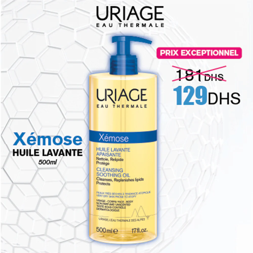 xemose-500ml-1.webp URIAGE XEMOSE HUILE NETTOYANTE APAISANTE VISAGE ET CORPS 500 ML – Image 1